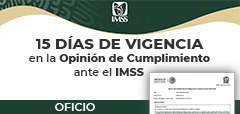 15 Días de Vigencia en Opinión IMSS